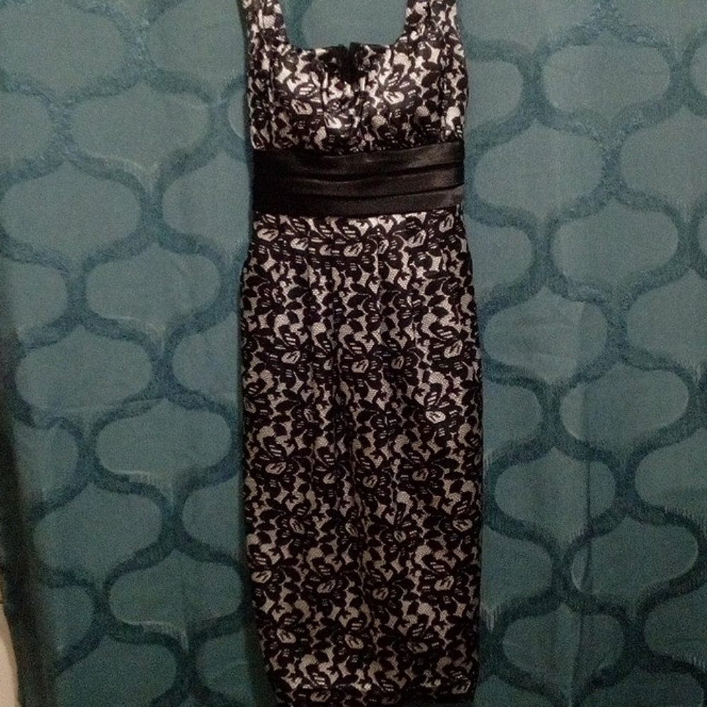 Black and Silver, above the knee length dress